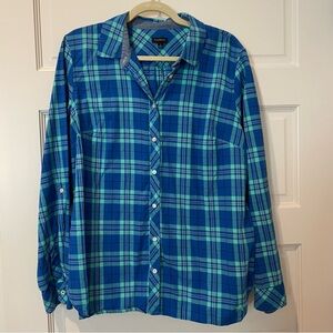 EUC Talbots flannel plaid blouse